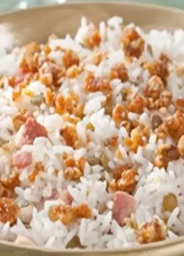 Receita de Arroz com Lentilha e Nozes Carameladas