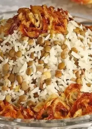 Receita de Arroz com Lentilha e Cebola Dourada