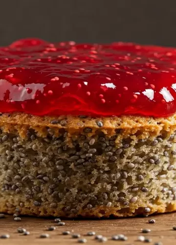 Bolinho de chia e geleia de morango