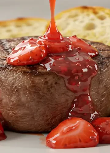 Filet grelhado com molho de morango
