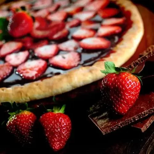 Receita de Pizza de Chocolate com Morango