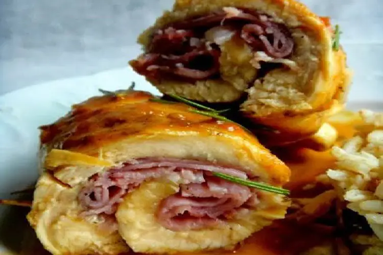 Receita de Rolinhos de Frango Recheados com Presunto